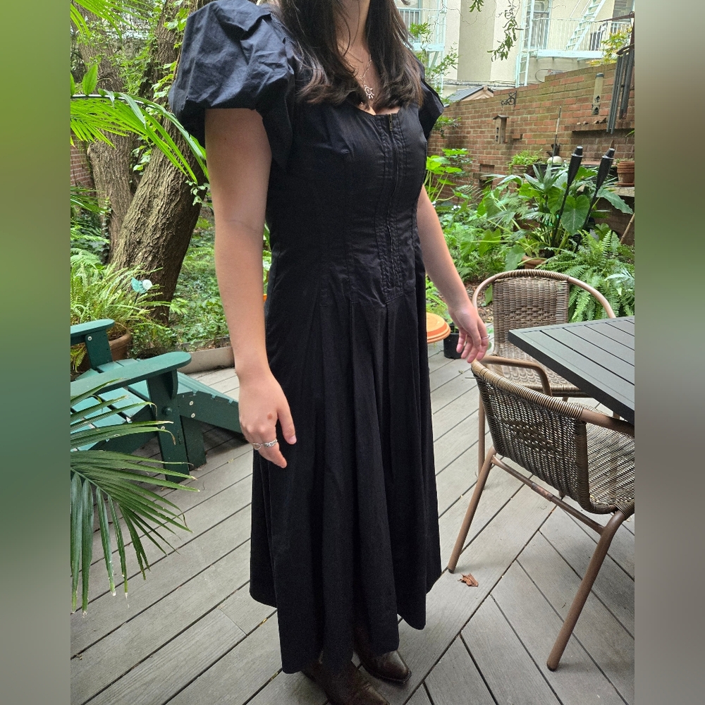 Ulla Johnson black dress with puffed sleeves